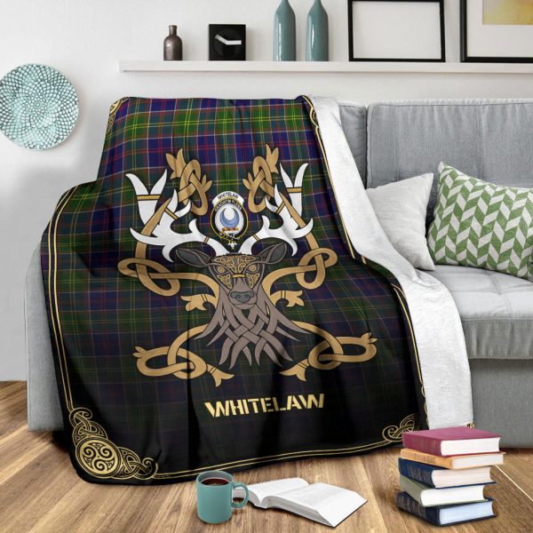 Whitelaw Tartan Crest Premium Blanket - Celtic Stag style Online Hot Sale - Image 3