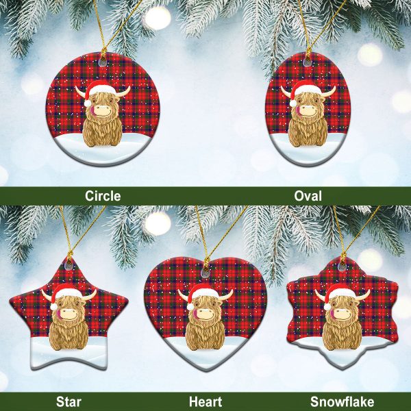 Reid Modern Tartan Christmas Ceramic Ornament - Highland Cows Style Online Hot Sale