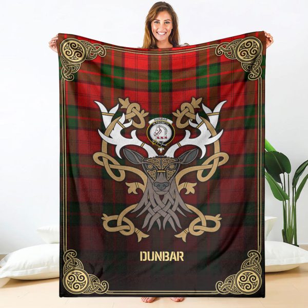 Dunbar Modern Tartan Crest Premium Blanket - Celtic Stag style Online Hot Sale