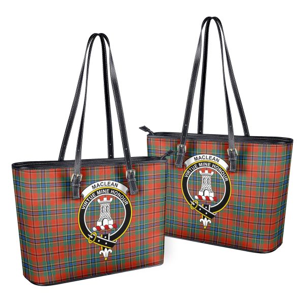 MacLean of Duart Ancient Tartan Crest Leather Tote Bag For Cheap