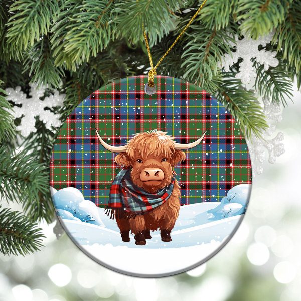 Aikenhead Tartan Christmas Ceramic Ornament - Highland Cows Snow Style Online - Image 2