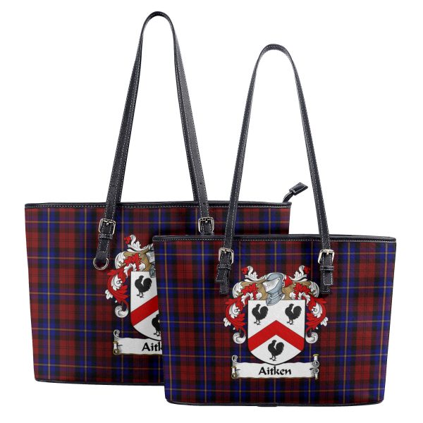 Aitken Tartan Crest Leather Tote Bag Cheap - Image 4