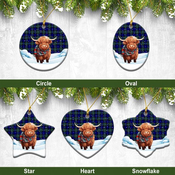 Arbuthnot Modern Tartan Christmas Ceramic Ornament - Highland Cows Snow Style Online