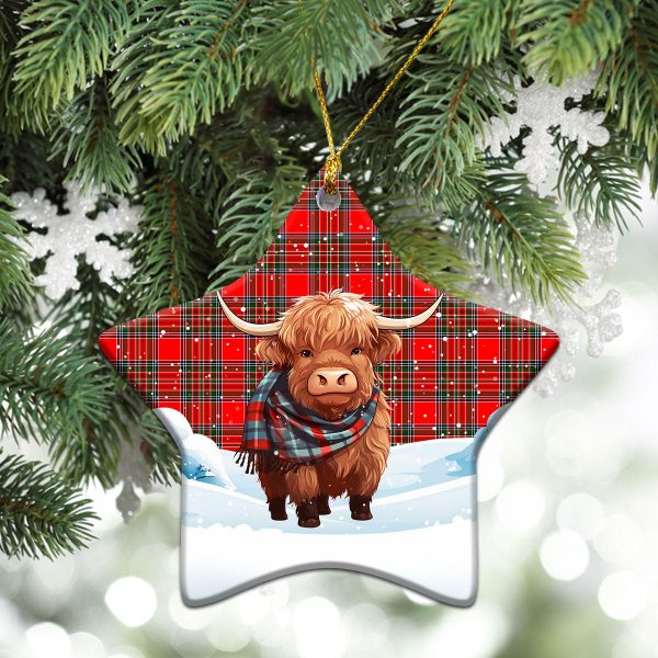Binning (of Wallifoord) Tartan Christmas Ceramic Ornament - Highland Cows Snow Style Hot on Sale - Image 4