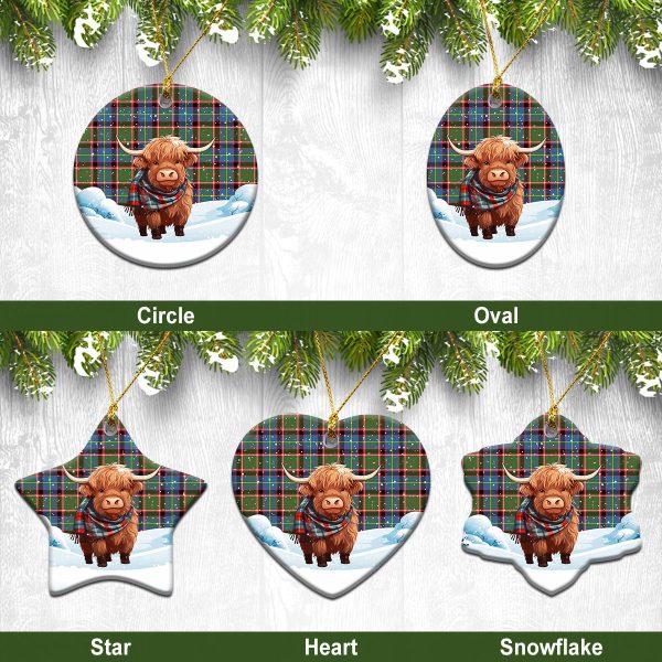 Aikenhead Tartan Christmas Ceramic Ornament - Highland Cows Snow Style Online