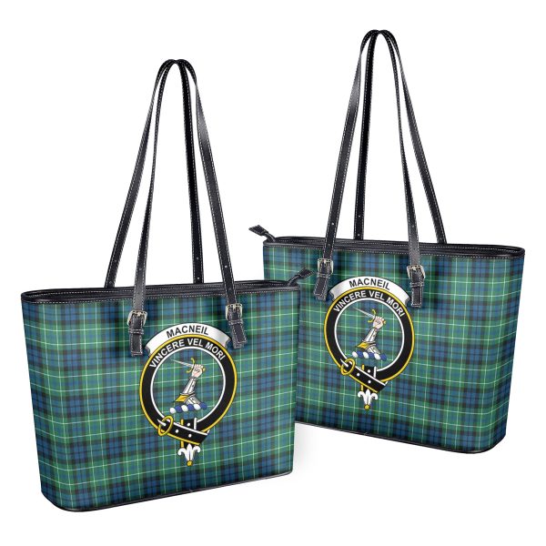 MacNeil of Colonsay Ancient Tartan Crest Leather Tote Bag For Discount