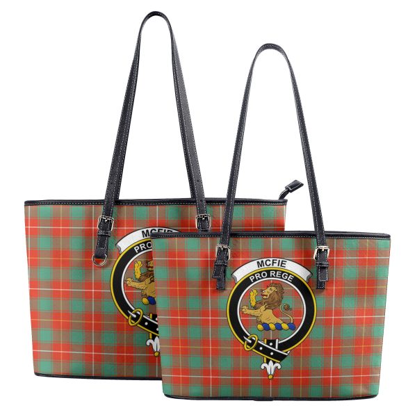 McFie Ancient Tartan Crest Leather Tote Bag Online now - Image 4