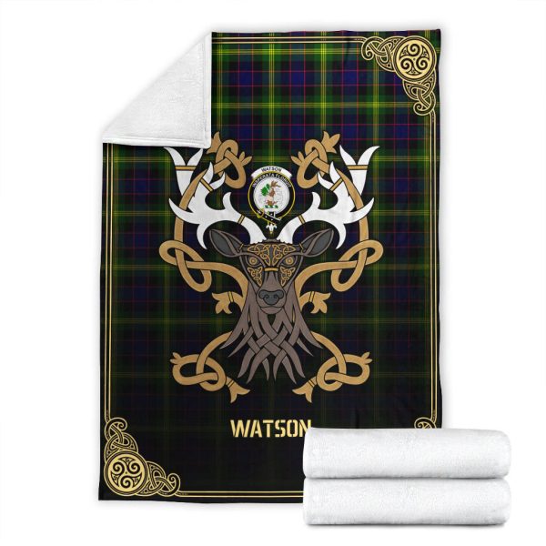 Watson Modern Tartan Crest Premium Blanket - Celtic Stag style Discount - Image 4