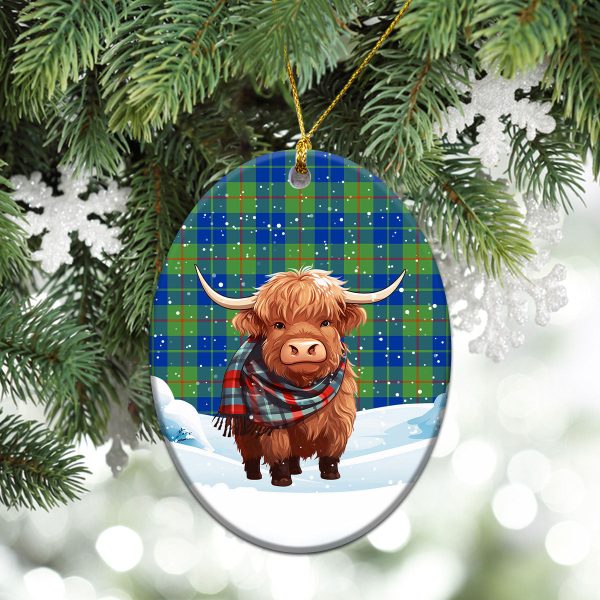 Barclay Hunting Ancient Tartan Christmas Ceramic Ornament - Highland Cows Snow Style For Discount - Image 3