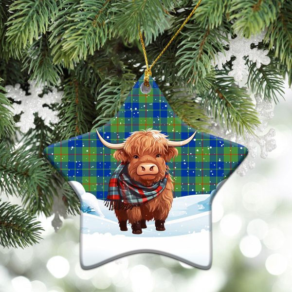 Barclay Hunting Ancient Tartan Christmas Ceramic Ornament - Highland Cows Snow Style For Discount - Image 4