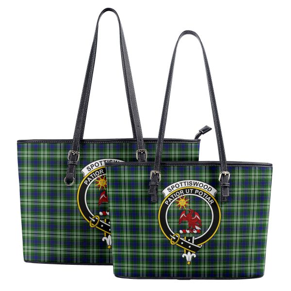 Spottiswood Tartan Crest Leather Tote Bag Sale - Image 4