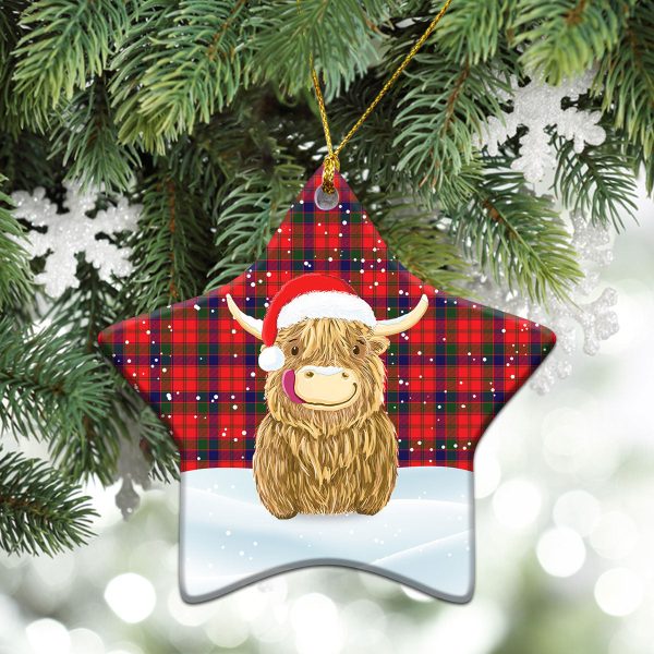 Reid Modern Tartan Christmas Ceramic Ornament - Highland Cows Style Online Hot Sale - Image 4