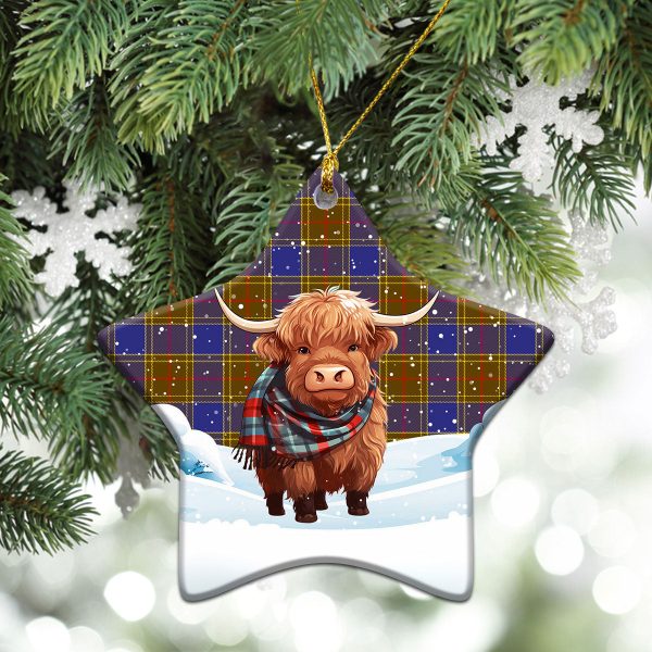 Balfour Modern Tartan Christmas Ceramic Ornament - Highland Cows Snow Style For Discount - Image 4