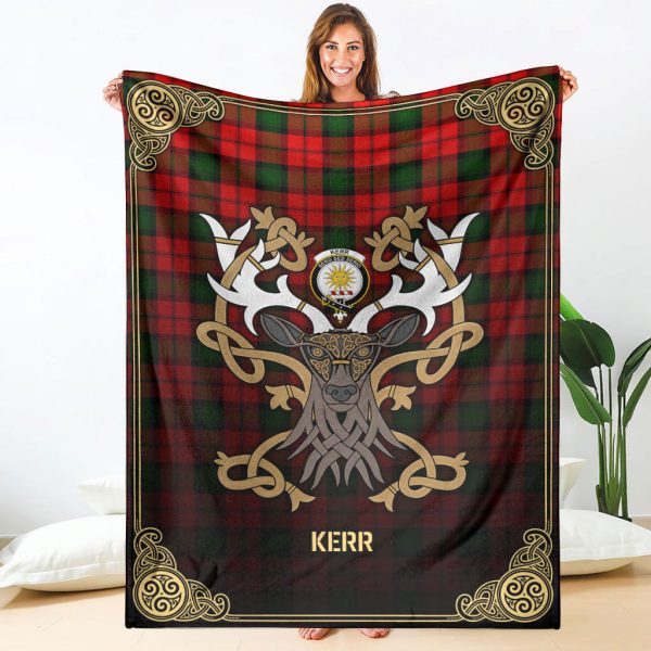 Kerr Modern Tartan Crest Premium Blanket - Celtic Stag style Online now