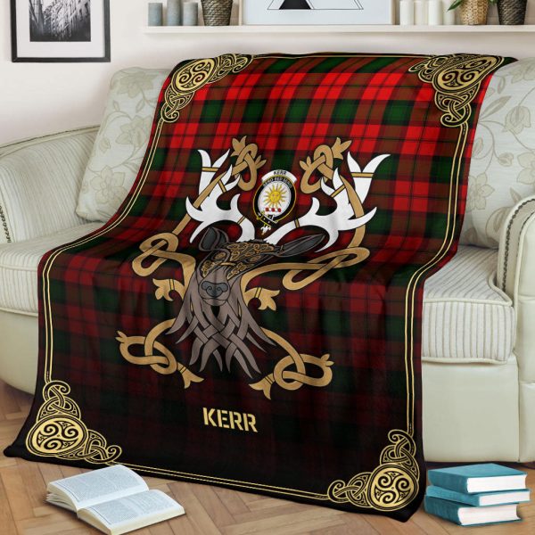 Kerr Modern Tartan Crest Premium Blanket - Celtic Stag style Online now - Image 2