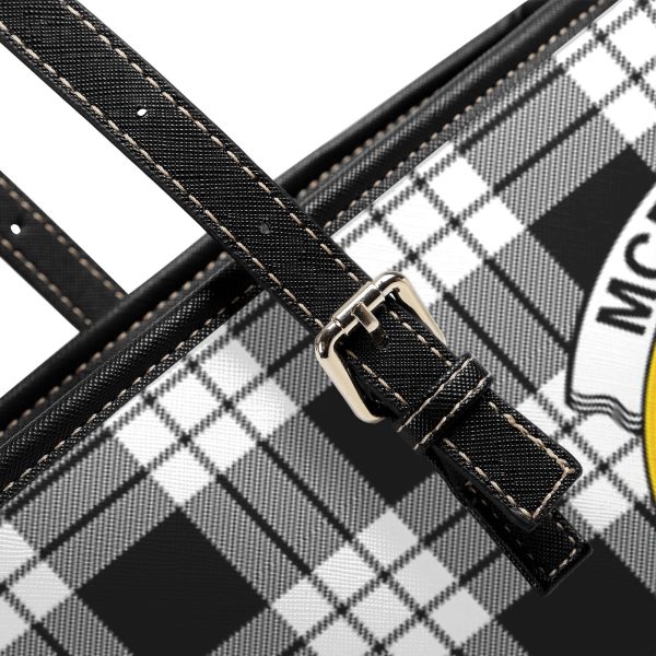 McFarlane Black _ White Tartan Crest Leather Tote Bag Fashion - Image 5