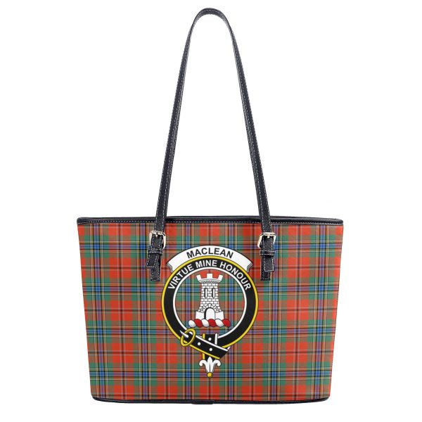MacLean of Duart Ancient Tartan Crest Leather Tote Bag For Cheap - Image 2