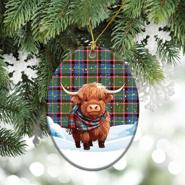 Aikenhead Tartan Christmas Ceramic Ornament - Highland Cows Snow Style Online - Image 3