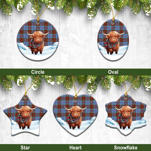 Anderson Modern Tartan Christmas Ceramic Ornament - Highland Cows Snow Style Online Sale