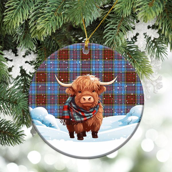 Anderson Modern Tartan Christmas Ceramic Ornament - Highland Cows Snow Style Online Sale - Image 2