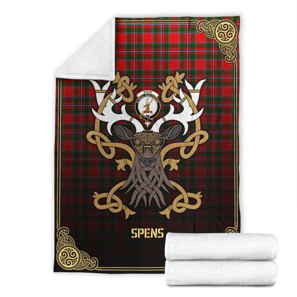 Spens (or Spence) Tartan Crest Premium Blanket - Celtic Stag style For Cheap - Image 4