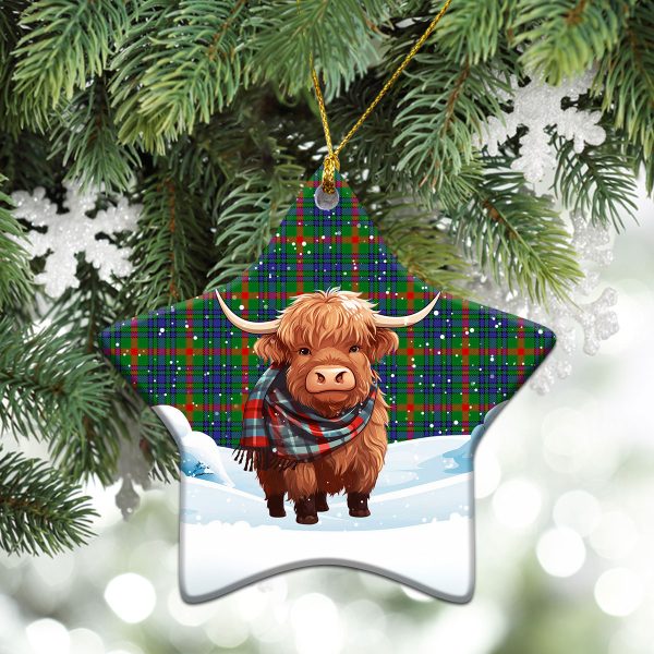 Aiton Tartan Christmas Ceramic Ornament - Highland Cows Snow Style Sale - Image 4