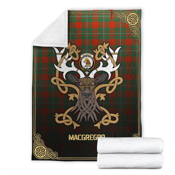 MacGregor Ancient Tartan Crest Premium Blanket - Celtic Stag style For Cheap - Image 4