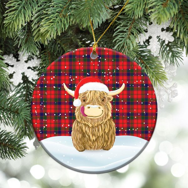 Reid Modern Tartan Christmas Ceramic Ornament - Highland Cows Style Online Hot Sale - Image 2