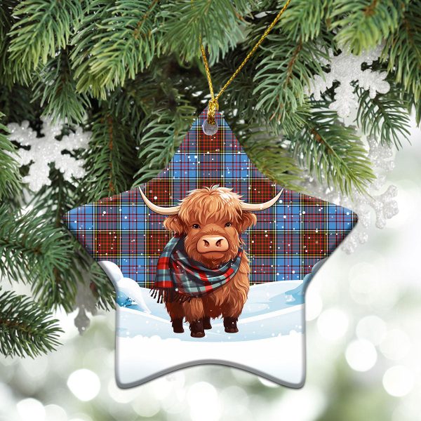Anderson Modern Tartan Christmas Ceramic Ornament - Highland Cows Snow Style Online Sale - Image 4