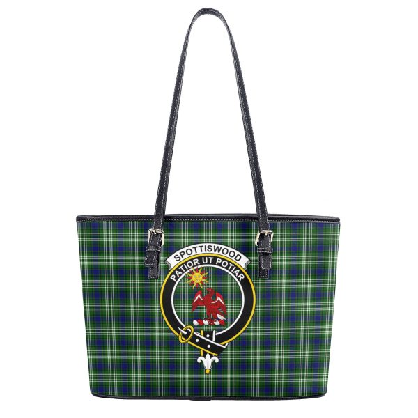 Spottiswood Tartan Crest Leather Tote Bag Sale - Image 2