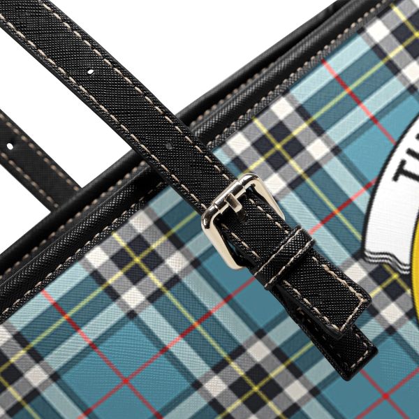 Thomson Blue Tartan Crest Leather Tote Bag For Sale - Image 5