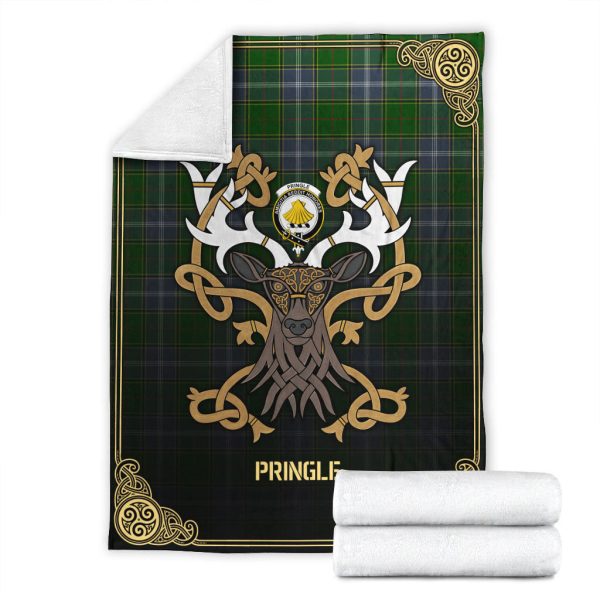 Pringle Tartan Crest Premium Blanket - Celtic Stag style Sale - Image 4