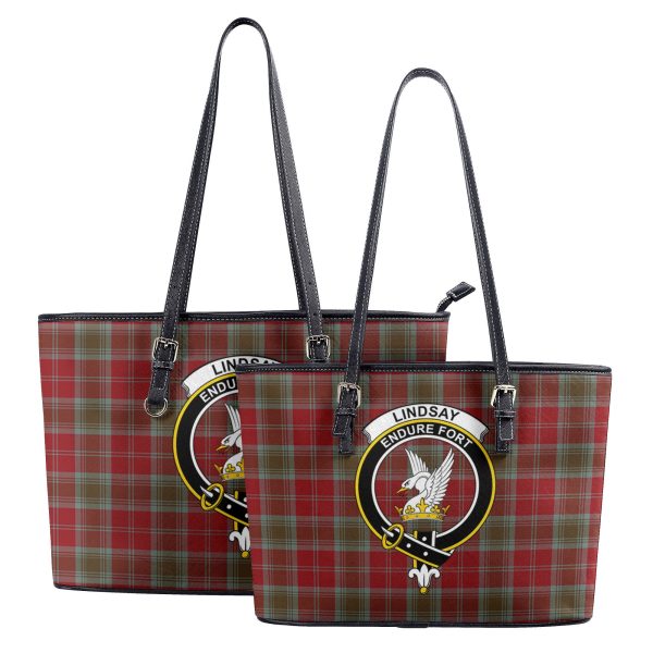 Lindsay Weathered Tartan Crest Leather Tote Bag For Sale - Image 4