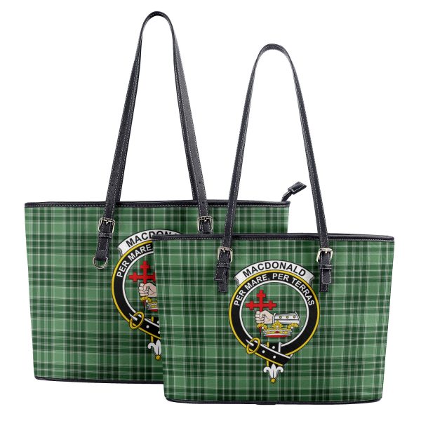 MacDonald Lord of the Isles Hunting Tartan Crest Leather Tote Bag Fashion - Image 4