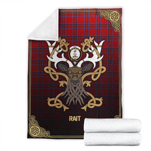 Rait Tartan Crest Premium Blanket - Celtic Stag style Online Sale - Image 4