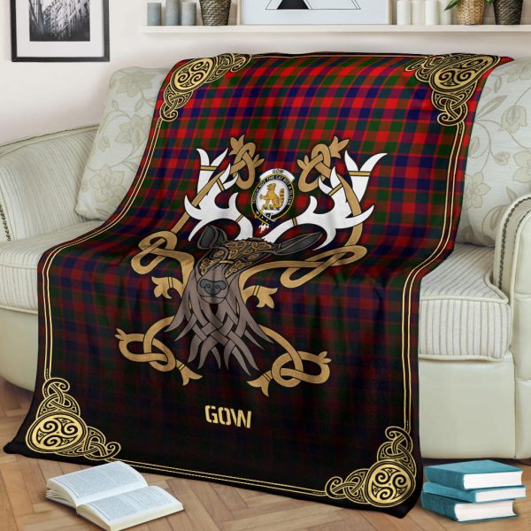 Gow (or McGouan) Tartan Crest Premium Blanket - Celtic Stag style For Cheap - Image 2