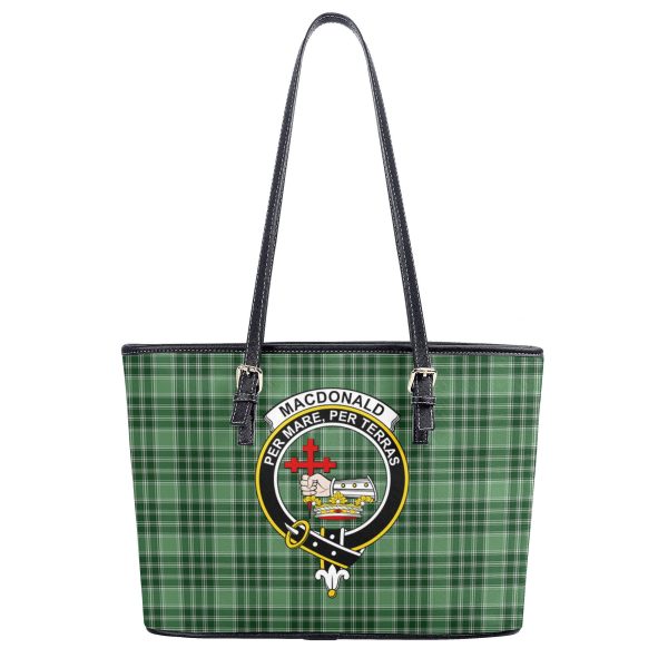 MacDonald Lord of the Isles Hunting Tartan Crest Leather Tote Bag Fashion - Image 2