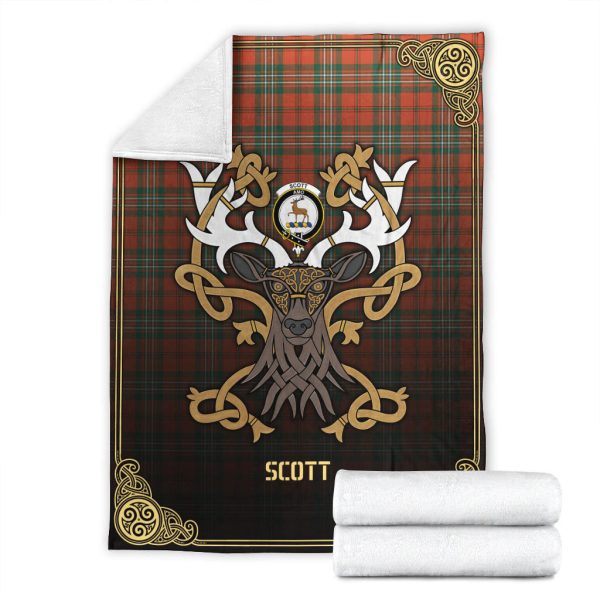 Scott Ancient Tartan Crest Premium Blanket - Celtic Stag style For Cheap - Image 4
