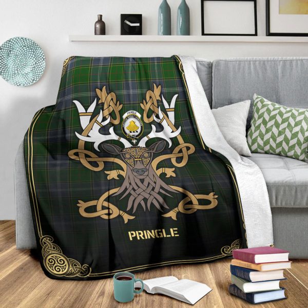 Pringle Tartan Crest Premium Blanket - Celtic Stag style Sale - Image 3
